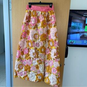 Vintage Womens Skirt Size 10 Multicolor Quilted Floral Maxi Wrap Casual